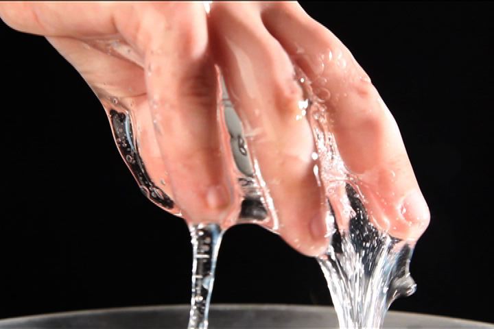 Slime make with methylcellulose on a hand