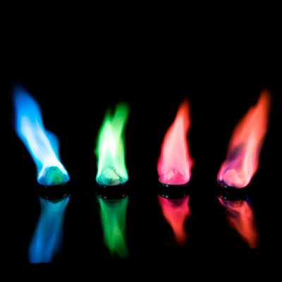 Colored Fire Fluid in magenta, orange, green and blue